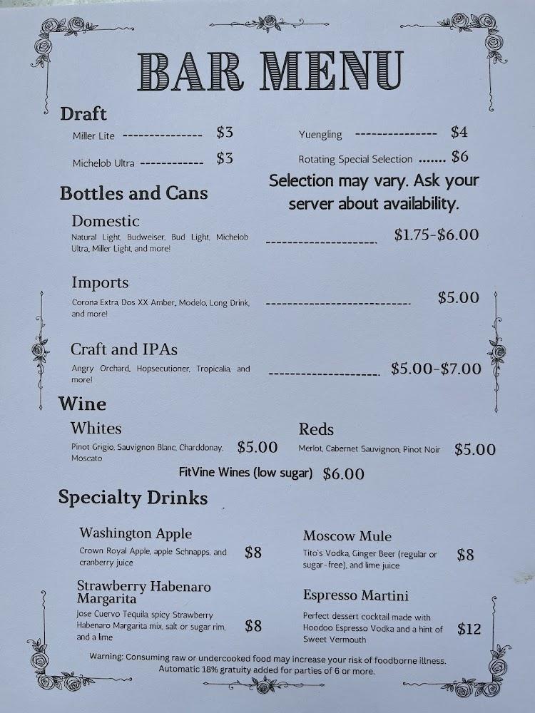 Washington Tavern Menu image 1
